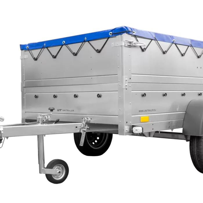 Kfz Anhänger 750 kg Garden Trailer 201 KIPP mit zusätzlichen Bordwänden, Stützrad und blauer Flachplane-Neu