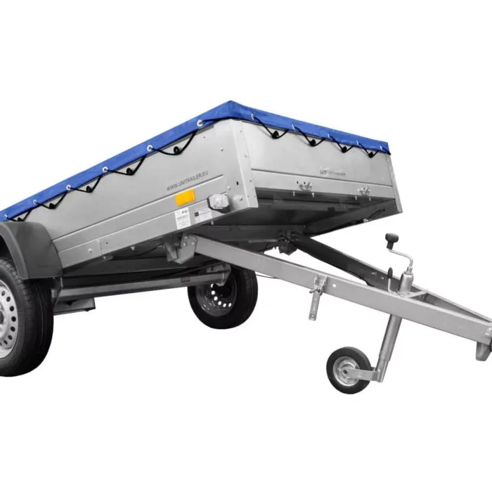 Einachs-tieflader Garden Trailer 264 Kipp Mit Stützrad, Querstreben Und Blauer Flachplane-Neu