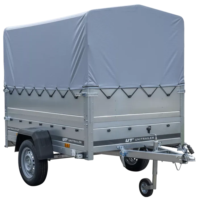 Pkw Anhänger 750 kg ungebremst Garden Trailer 201 KIPP mit zusätzlichen Bordwänden, Stützrad, Hochplane und Hochspriegel-Neu